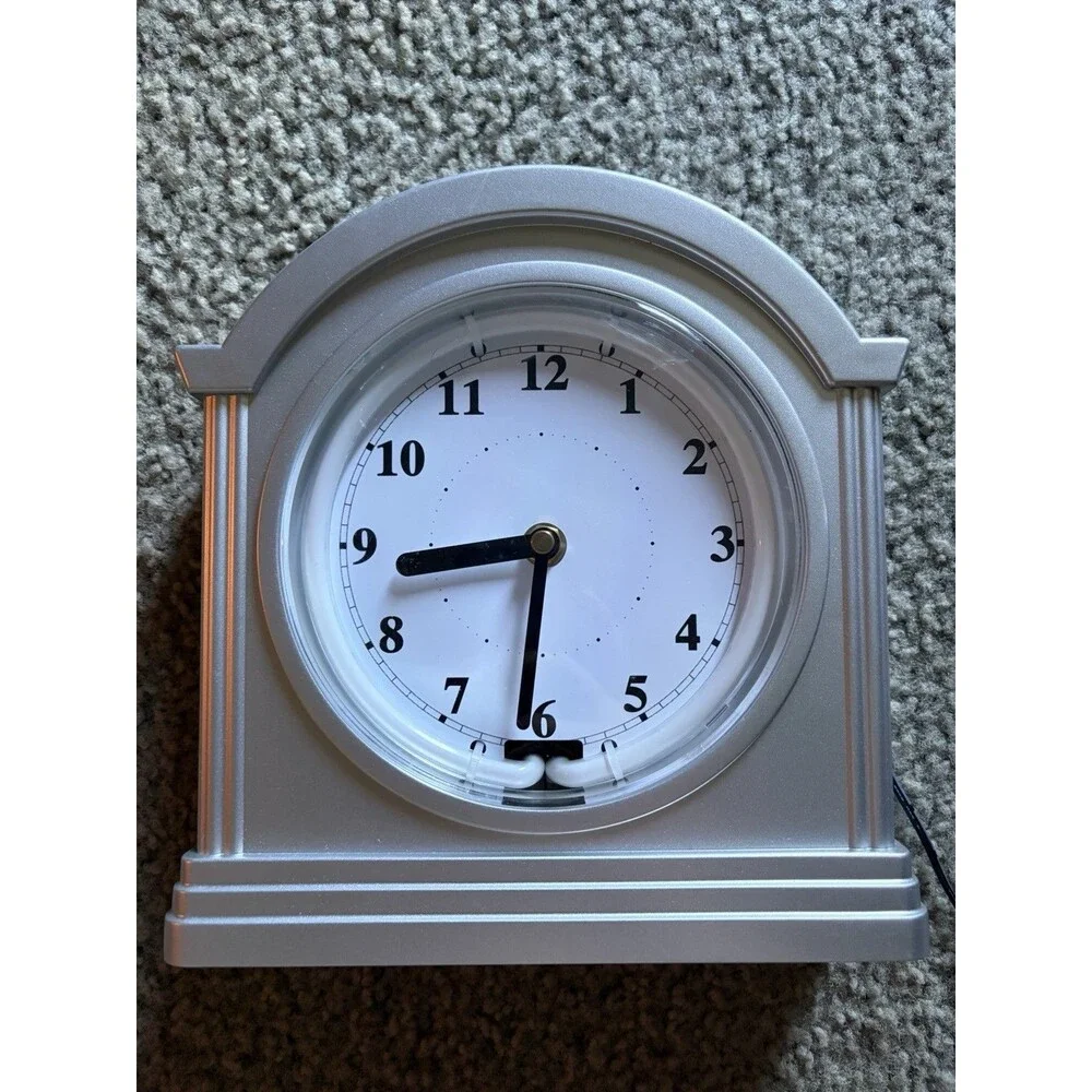 Retro Neon Tube Analog Clock Wall Mount Or Mantel Display Blue & Pink